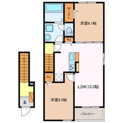 玉垣駅 徒歩18分 2階の物件間取画像